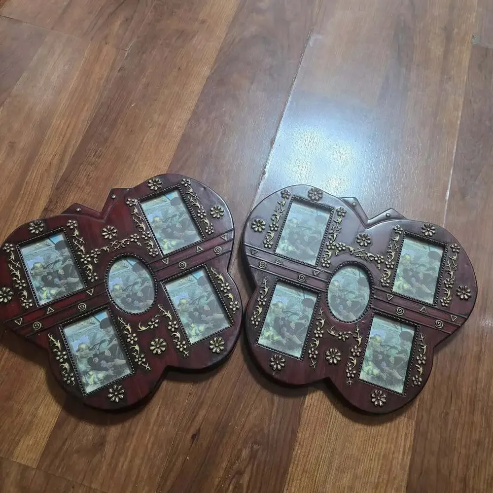 Set of Vtg Like Brown Butterfly Shape Plastic 5 Mini Multi-Photo Collage Frames